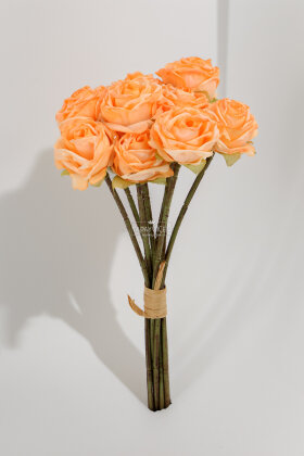 Yapay Çiçek 9'lu Aqua Gül Buketi 26 cm Turuncu - 3