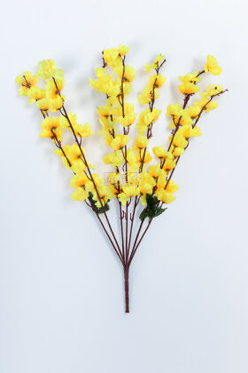 Yapay Büyük 7 Dallı Bahar Dalı Demeti 55 cm Sarı - 3