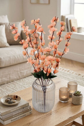 Yapay Büyük 7 Dallı Bahar Dalı Demeti 55 cm Somon - 2