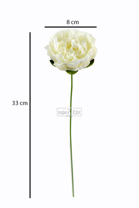 Yapay Çiçek 5li Çay Gülü Çiçeği 33 cm Beyaz - 3