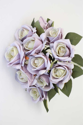 Yapay 11 Güllü Pastel Demet 50 cm Açık Mor - 2