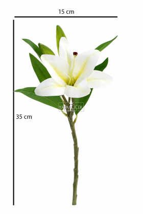 Yapay Çiçek Küçük Dal Islak Zambak 35 cm Beyaz - 3