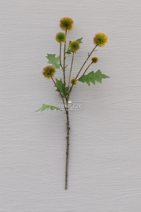 Yapay Çiçek Top Deve Dikeni Dalı 57 cm Yeşil-Kahve - 3
