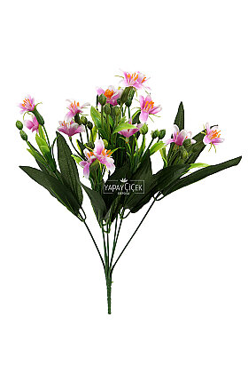 Yapay Çiçek Egzotik Yıldız Zambağı Demeti 36 cm Beyaz-Lila - 3