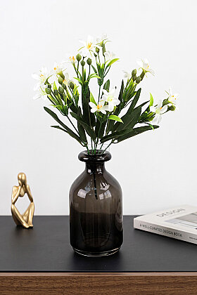 Yapay Çiçek Egzotik Yıldız Zambağı Demeti 36 cm Beyaz - 2
