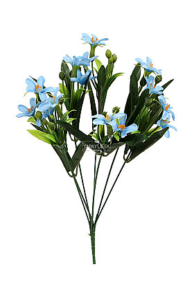 Yapay Çiçek Egzotik Yıldız Zambağı Demeti 36 cm Mavi - 2