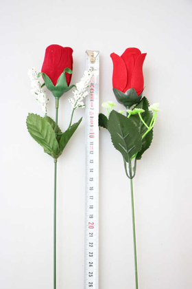 Yapay Çiçek Hediyelik Kadife Gül 45cm Kırmızı - 3