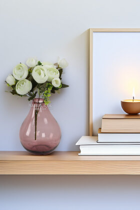 Yapay İri Kafa Şakayık Demeti 30 cm Beyaz - Yapay Çiçek Deposu