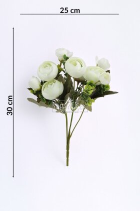 Yapay İri Kafa Şakayık Demeti 30 cm Beyaz - 3