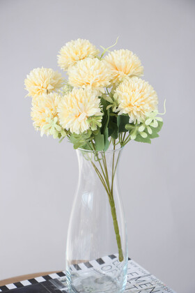 Yapay Çiçek 7 Dallı Garnitürlü Hindiba Demeti 35 cm Krem - Yapay Çiçek Deposu