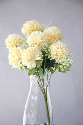 Yapay Çiçek 7 Dallı Garnitürlü Hindiba Demeti 35 cm Krem - 2