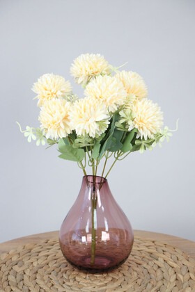 Yapay Çiçek 7 Dallı Garnitürlü Hindiba Demeti 35 cm Krem - 3