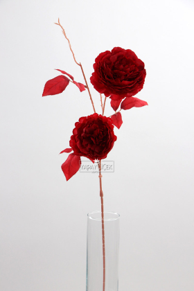 Yapay 2 Güllü Şakayık Çiçeği Dalı 77 cm Kırmızı - 2