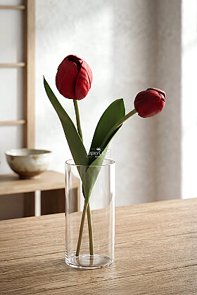 Yapay Çiçek Islak Kraliyet Safiri 2li Lale Dalı 60 cm Bordo - 2
