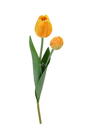 Yapay Çiçek Islak Kraliyet Safiri 2li Lale Dalı 60 cm Sarı - 3