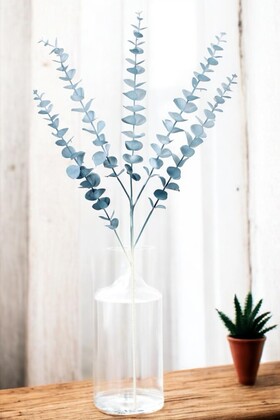 Yapay Retro Pastel Okaliptus Dalı 80 cm Açık Mavi - Yapay Çiçek Deposu