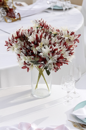 Yapay Çiçek Lüx Çöl Lilyumu 30 cm Bordo-Krem - Yapay Çiçek Deposu