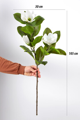 Yapay Çiçek Lüx Islak Manolya Dalı 100 cm Beyaz - 4