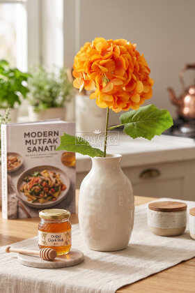 Yapay Çiçek Matin Ortanca Dalı 60 cm Turuncu - 2