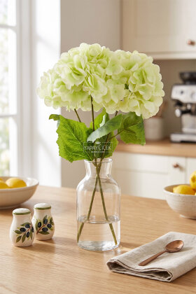 Yapay Çiçek Matin Ortanca Dalı 60 cm Açık Yeşil - Yapay Çiçek Deposu