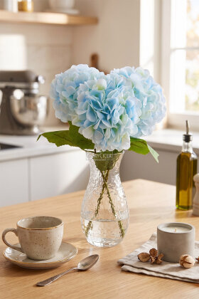 Yapay Çiçek Matin Ortanca Dalı 60 cm Mavi - Yapay Çiçek Deposu