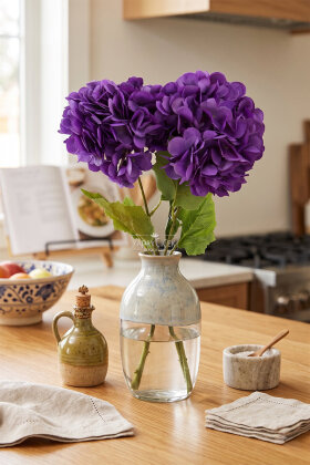 Yapay Çiçek Matin Ortanca Dalı 60 cm Mor - Yapay Çiçek Deposu