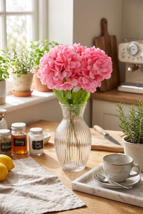 Yapay Çiçek Matin Ortanca Dalı 60 cm Pembe - Yapay Çiçek Deposu