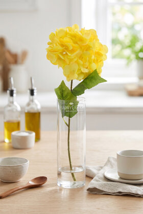 Yapay Çiçek Matin Ortanca Dalı 60 cm Sarı - 2