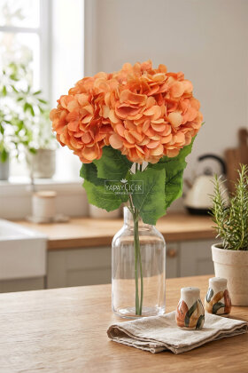 Yapay Çiçek Matin Ortanca Dalı 60 cm Şeftali - Yapay Çiçek Deposu