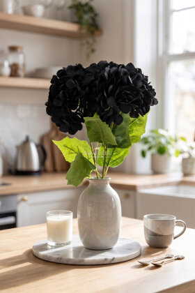 Yapay Çiçek Matin Ortanca Dalı 60 cm Siyah - Yapay Çiçek Deposu