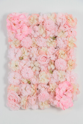 Yapay Lüx Duvar Çiçeği Ortanca ve Gül Zemin Kaplama Duvarı 40x60 cm Krem-Pembe - 4