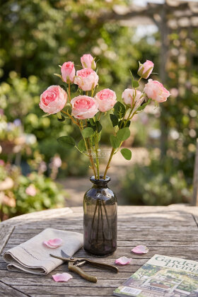 Yapay Çiçek 3 Çiçekli Narin Gül Dalı 60 cm Pembe - Yapay Çiçek Deposu