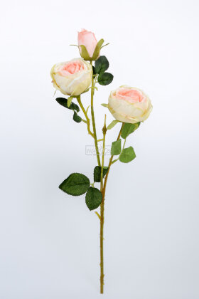 Yapay Çiçek 3 Çiçekli Narin Gül Dalı 60 cm Somon - 3