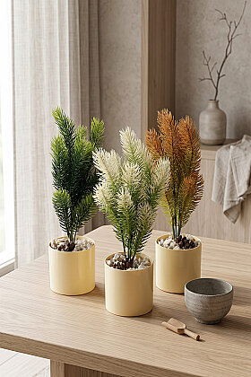 Yapay Çiçek Natura 3'lü Minimalist Bitki Seti - 2