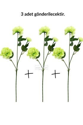 Yapay Çiçek Pastel 3 Adet Çöl Gülü 60 cm Açık Yeşil - 3