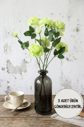 Yapay Çiçek Pastel 3 Adet Çöl Gülü 60 cm Açık Yeşil - Yapay Çiçek Deposu
