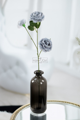 Yapay Çiçek Pastel 3 Adet Çöl Gülü 60 cm Antrasit Mavi - 2