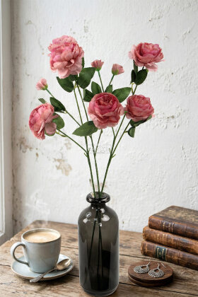 Yapay Çiçek Pastel 3 Adet Çöl Gülü 60 cm Gül Kurusu - Yapay Çiçek Deposu