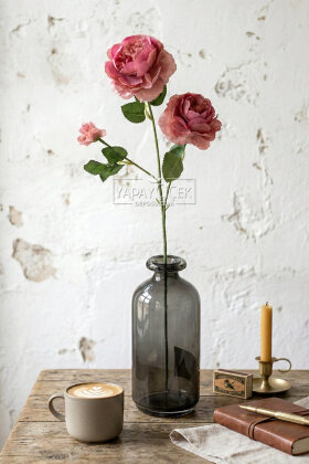 Yapay Çiçek Pastel 3 Adet Çöl Gülü 60 cm Gül Kurusu - 2