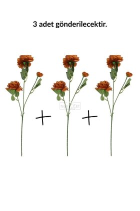 Yapay Çiçek Pastel 3 Adet Çöl Gülü 60 cm Kahverengi - 3