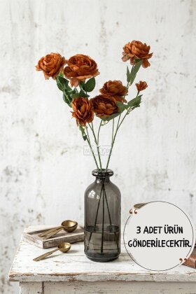 Yapay Çiçek Pastel 3 Adet Çöl Gülü 60 cm Kahverengi - Yapay Çiçek Deposu