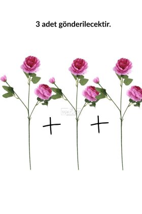 Yapay Çiçek Pastel 3 Adet Çöl Gülü 60 cm Lila - 3