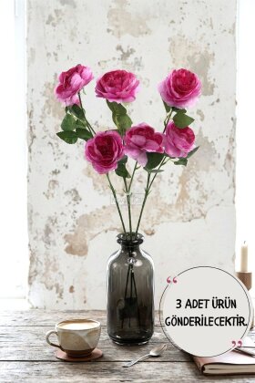Yapay Çiçek Pastel 3 Adet Çöl Gülü 60 cm Lila - Yapay Çiçek Deposu
