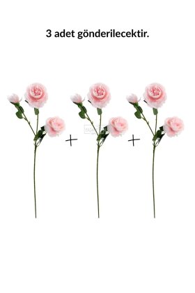 Yapay Çiçek Pastel 3 Adet Çöl Gülü 60 cm Pembe - 3