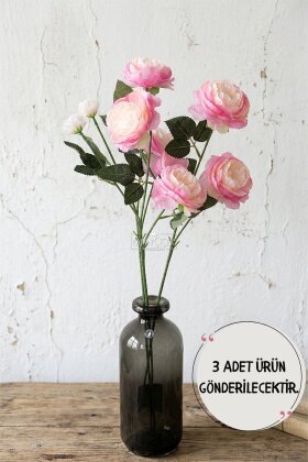 Yapay Çiçek Pastel 3 Adet Çöl Gülü 60 cm Pembe-Somon - Yapay Çiçek Deposu