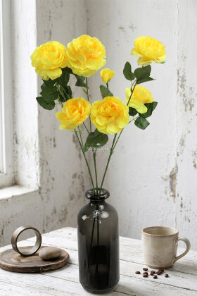 Yapay Çiçek Pastel 3 Adet Çöl Gülü 60 cm Sarı - Yapay Çiçek Deposu