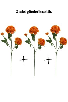 Yapay Çiçek Pastel 3 Adet Çöl Gülü 60 cm Taba - 3