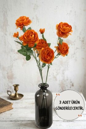 Yapay Çiçek Pastel 3 Adet Çöl Gülü 60 cm Taba - Yapay Çiçek Deposu