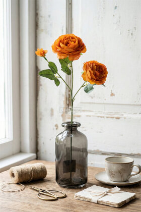 Yapay Çiçek Pastel 3 Adet Çöl Gülü 60 cm Taba - 2