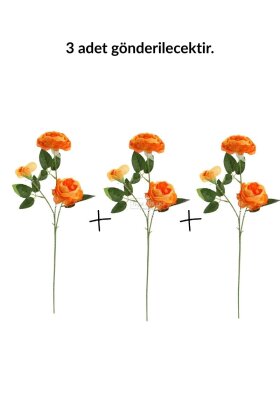 Yapay Çiçek Pastel 3 Adet Çöl Gülü 60 cm Turuncu - 3